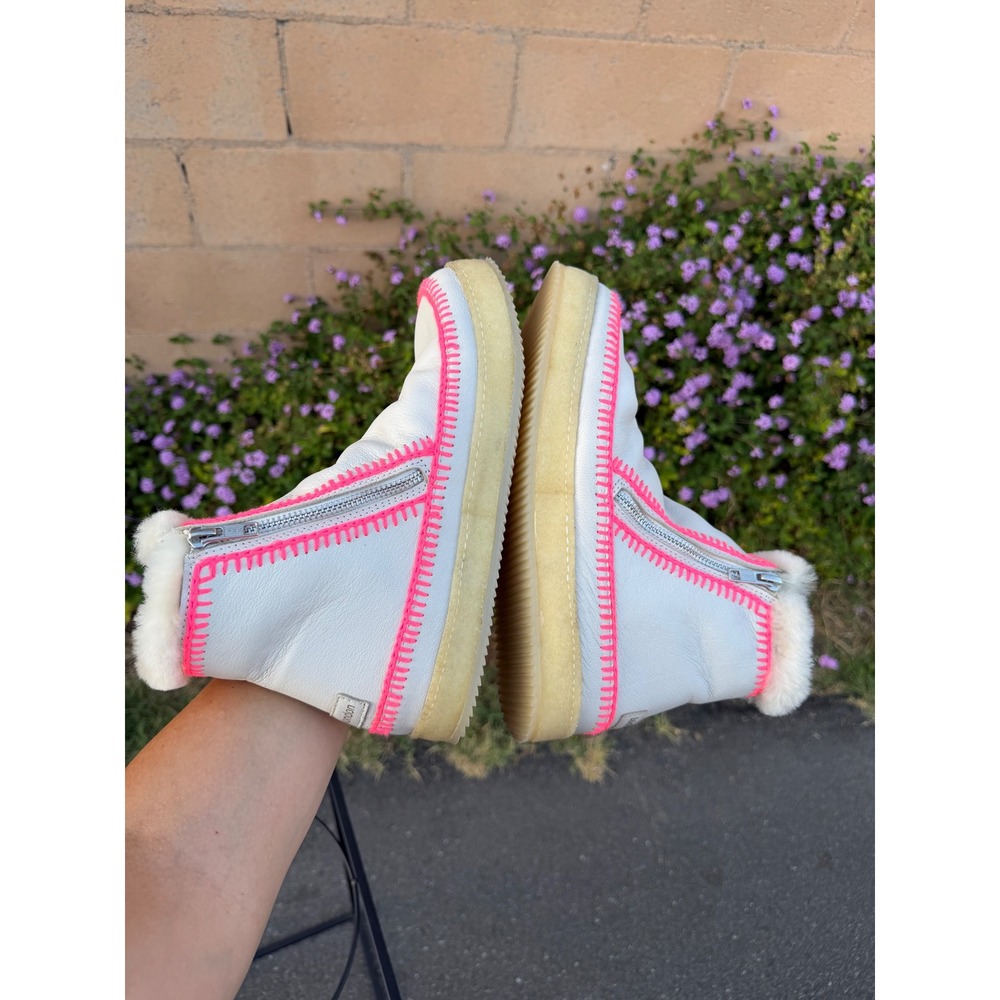 Laidback London Setsu Crochet Ankle Boots Milk Leather Neon Pink EU 40 US 9 - Picture 6 of 10